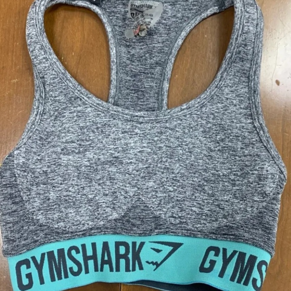 Gym shark gray and teal sports bra XS like new